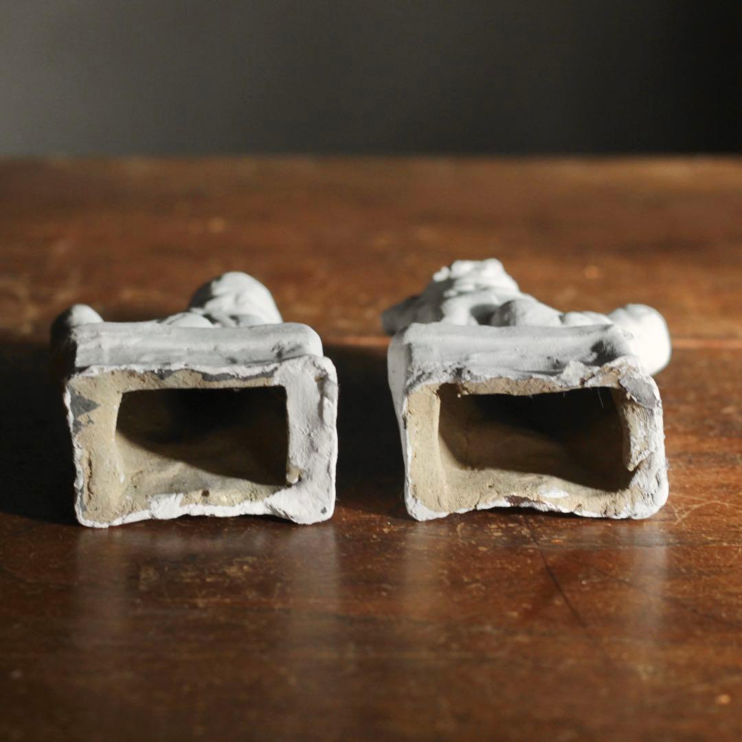 白い 獅子 と 狛犬 古道具 アンティーク オブジェ 獅子と狛犬