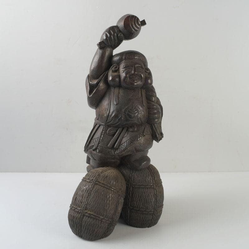 木彫　大黒天像　置物　縁起物　在銘　N　8646A