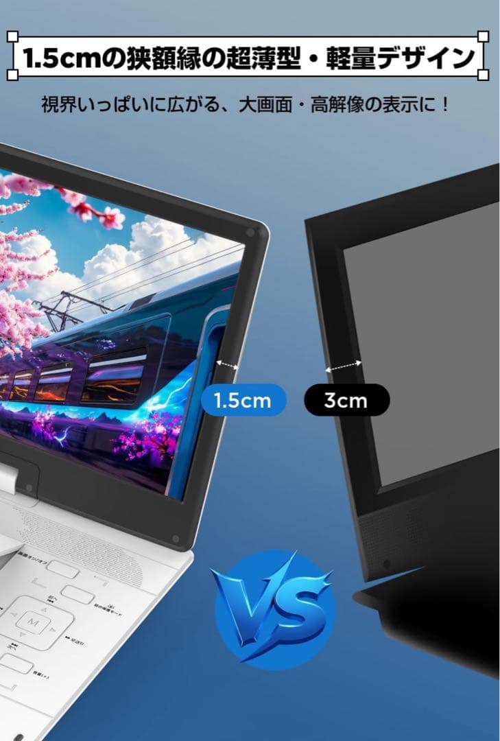 ポータブルDVDプレーヤー 超大画面 目の保護モード搭載 15.6インチ液晶