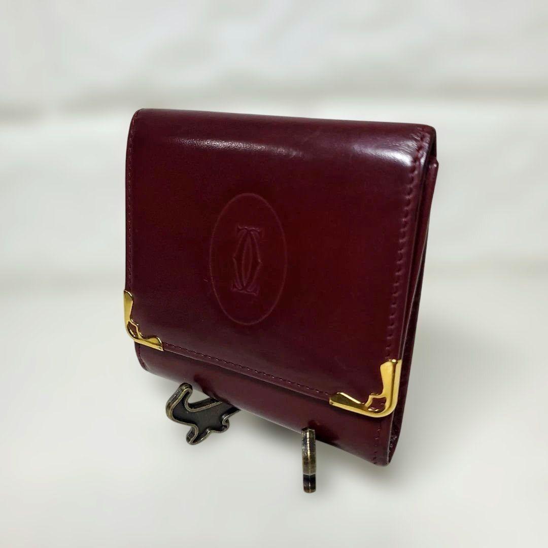 【美品】Cartier マスト バーガンディ ケース 財布 レザー