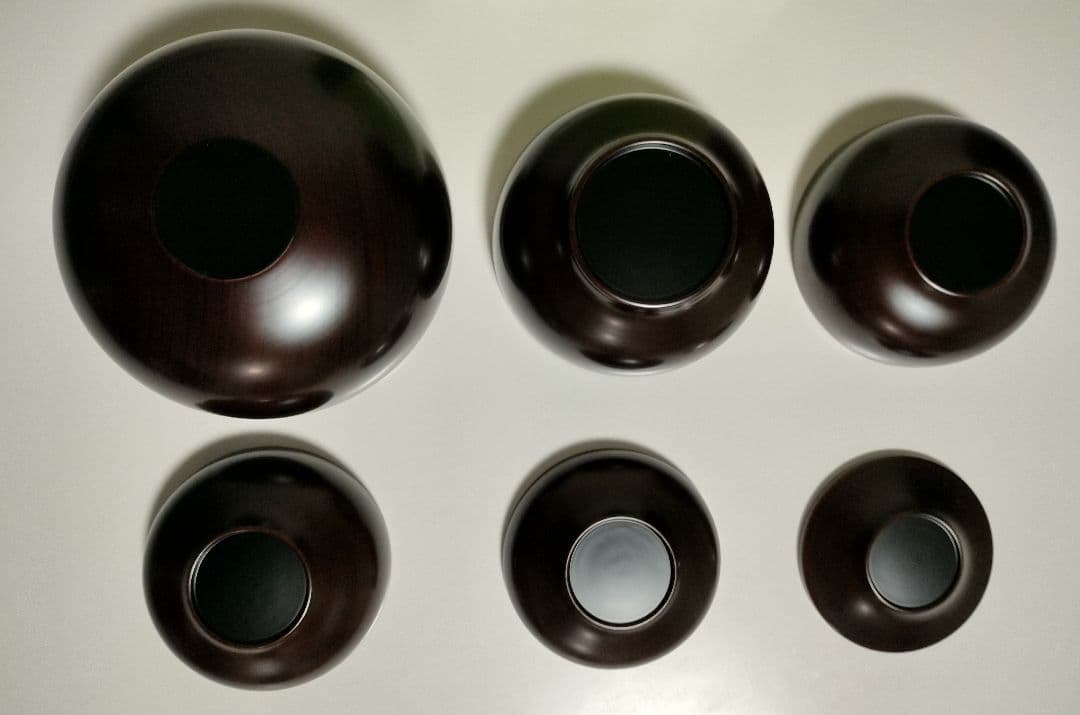 山中漆器　たに屋　木地呂内朱　ぼかし塗　応量器　1客　レアもの