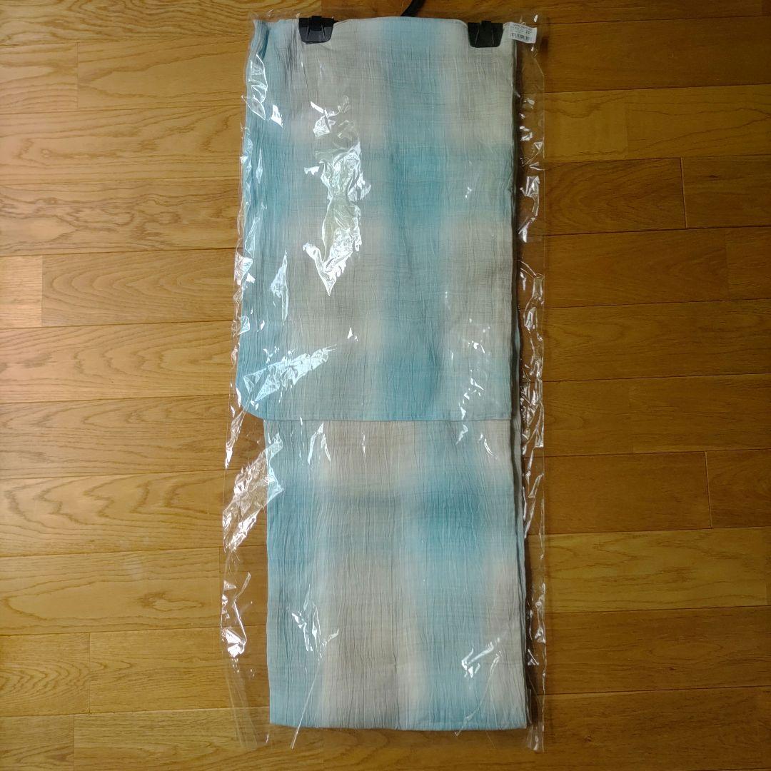 【新品】浴衣　セット 近江ちぢみ 水色　麻100%　日本製　高級浴衣