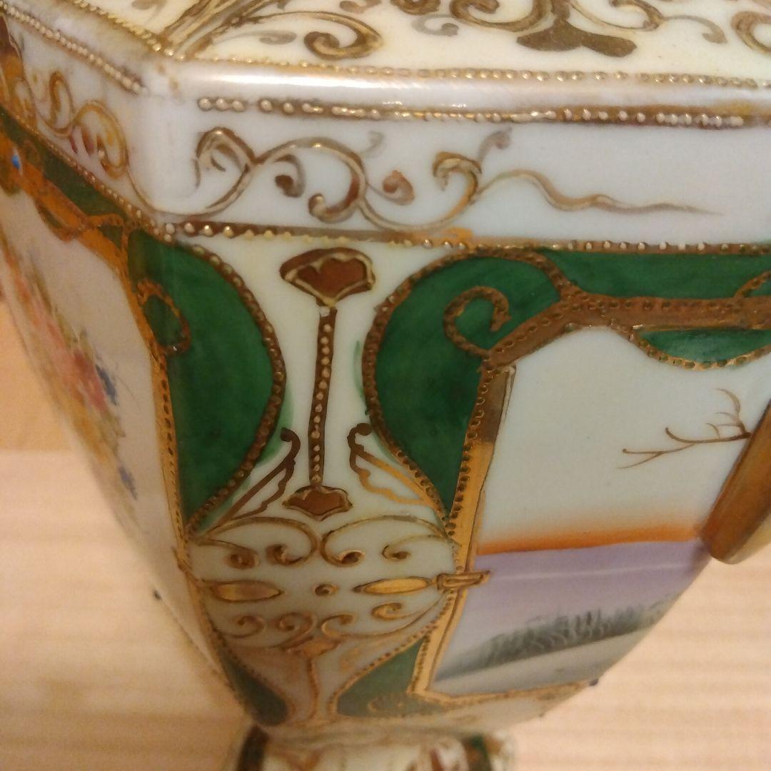 kinjo china 　飾り壺　オブジェ　花柄　アンティーク 　壺