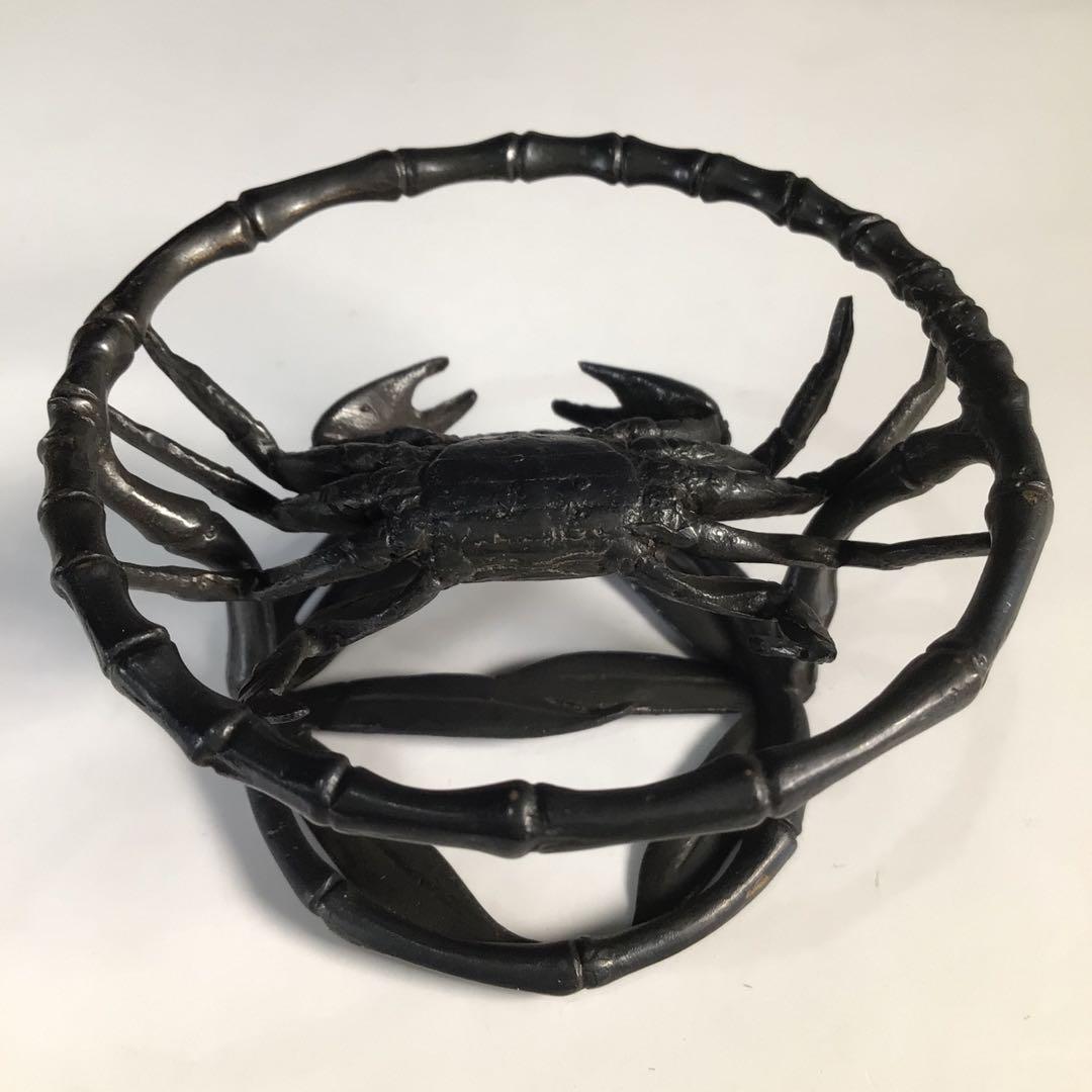 Ｍ５７７　蓋置　『一ノ瀬宗辰造』『砂張』『笹蟹蓋置』　共箱　茶道具