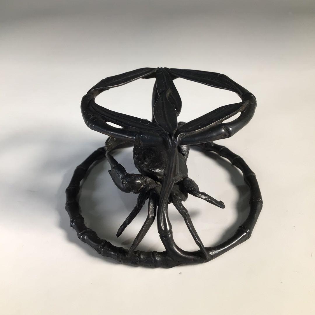 Ｍ５７７　蓋置　『一ノ瀬宗辰造』『砂張』『笹蟹蓋置』　共箱　茶道具