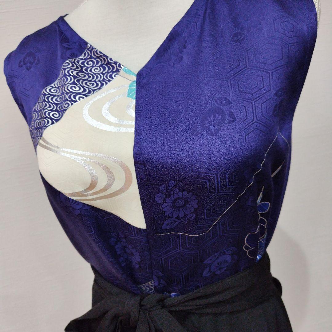 振袖＋黒色留袖　ロングマーメイドドレス　紋あり　リボン紐付き