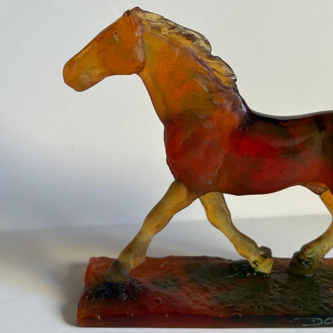 美品 Daum France ドームフランス クリスタルガラス 馬 置物 箱付き