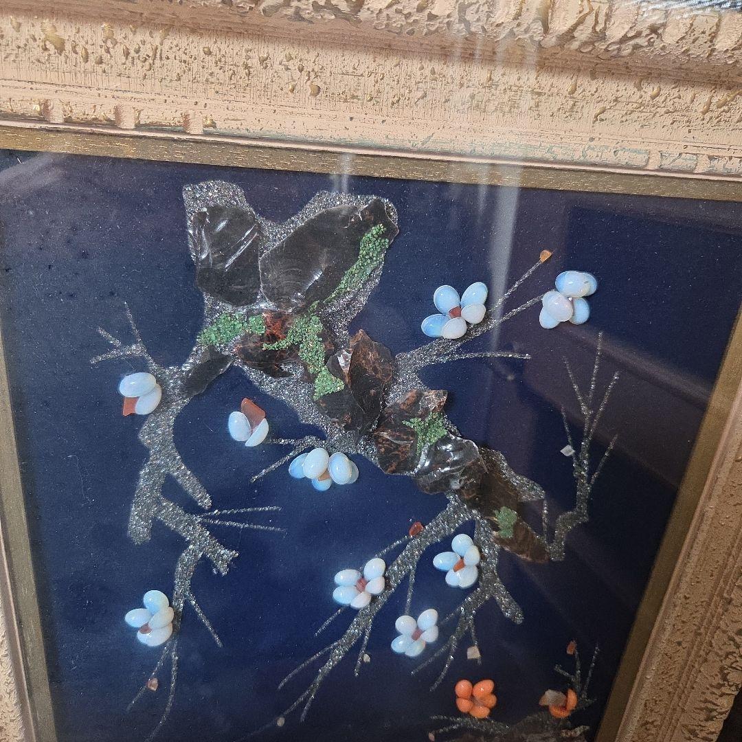 【美品】花と枝の装飾アート作品