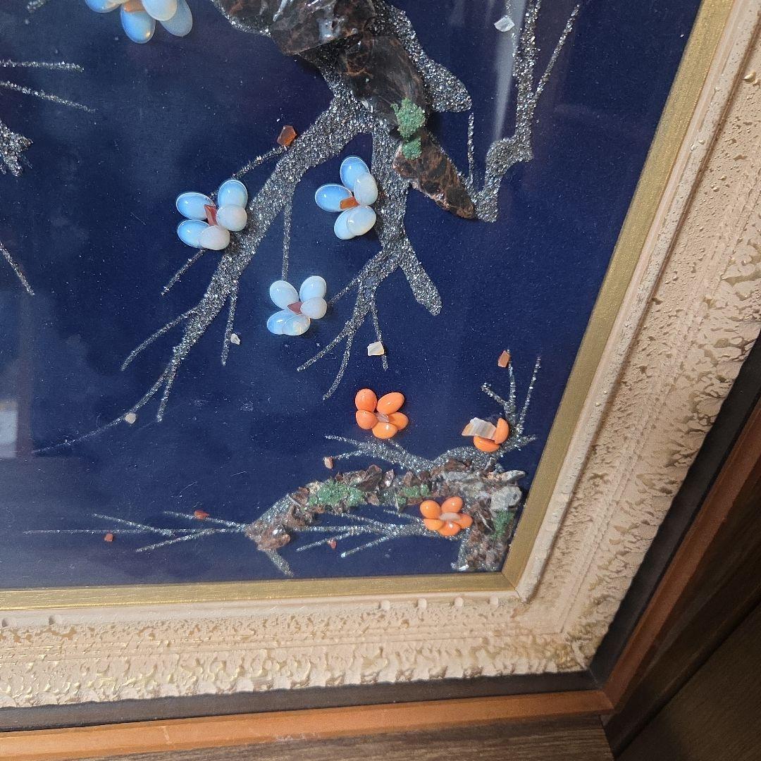 【美品】花と枝の装飾アート作品