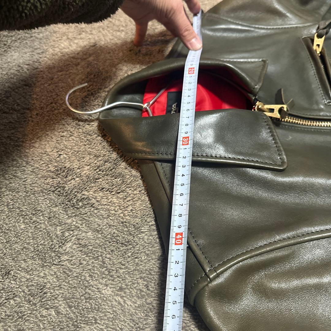 KADOYA ヘッドファクトリー オリーブ レザー シングルライダース カドヤ