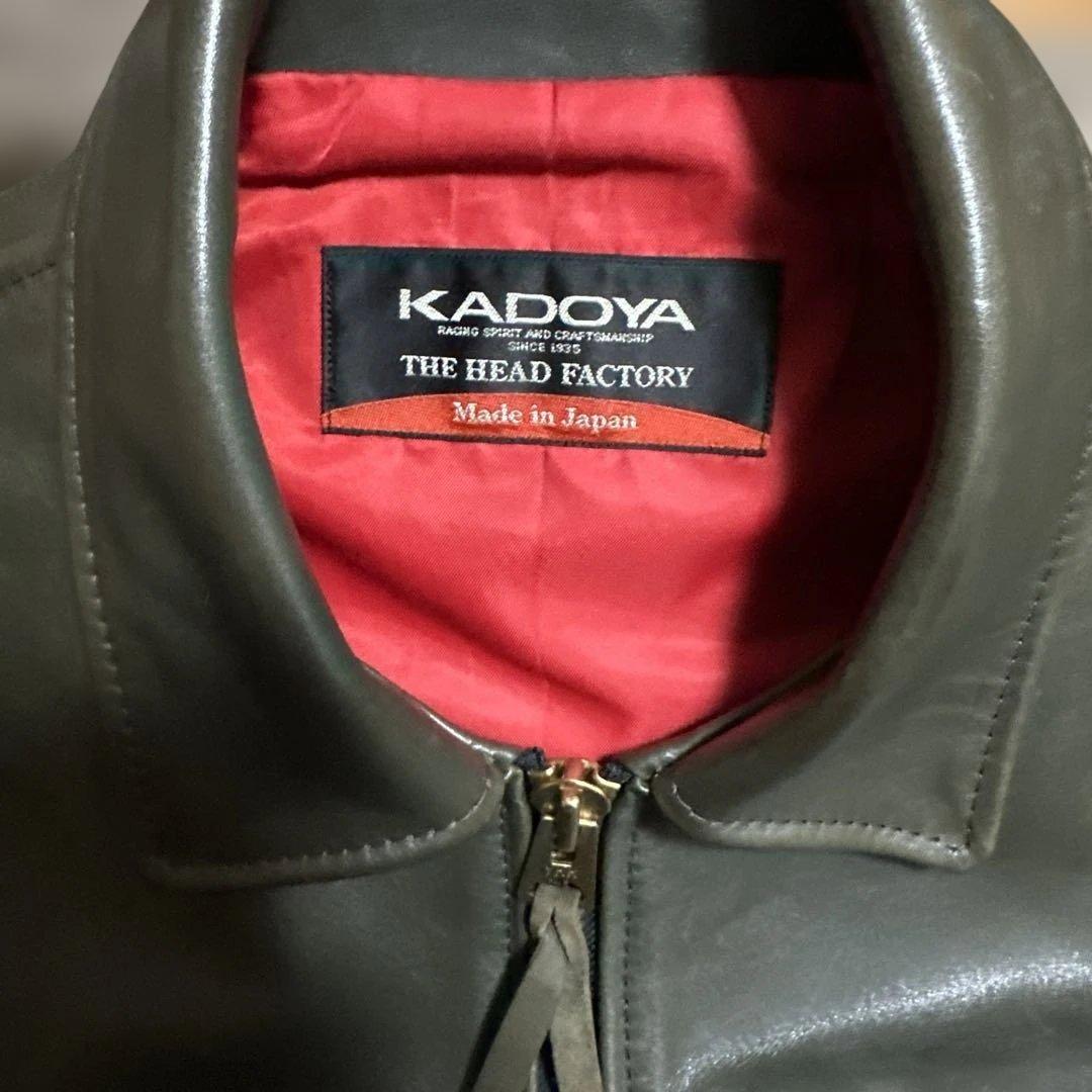 KADOYA ヘッドファクトリー オリーブ レザー シングルライダース カドヤ