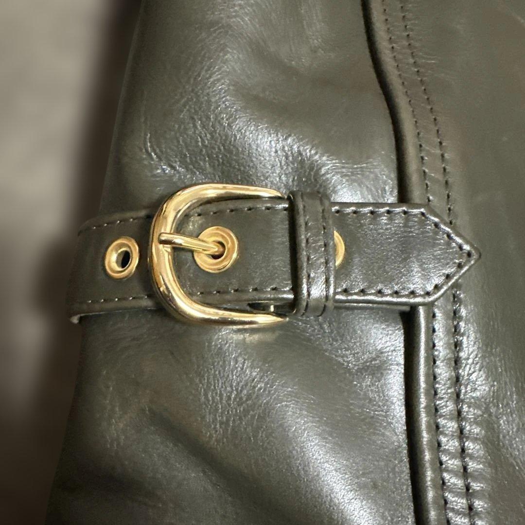 KADOYA ヘッドファクトリー オリーブ レザー シングルライダース カドヤ