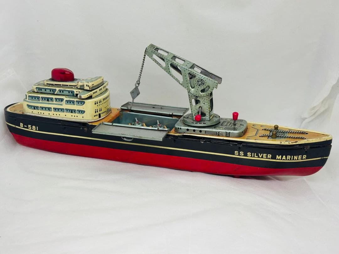モ*ガ様 萬代屋バンダイ当時物ブリキSS SILVERMARINER軍用輸送船1