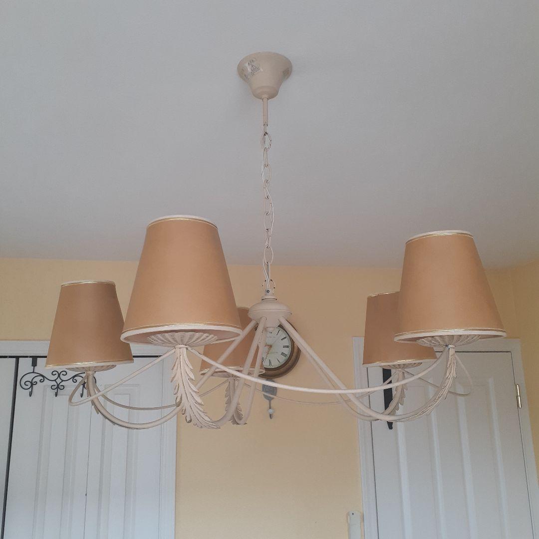 シャンデリア アイアン ホワイト 5灯 欧風 南欧風　フランス製
