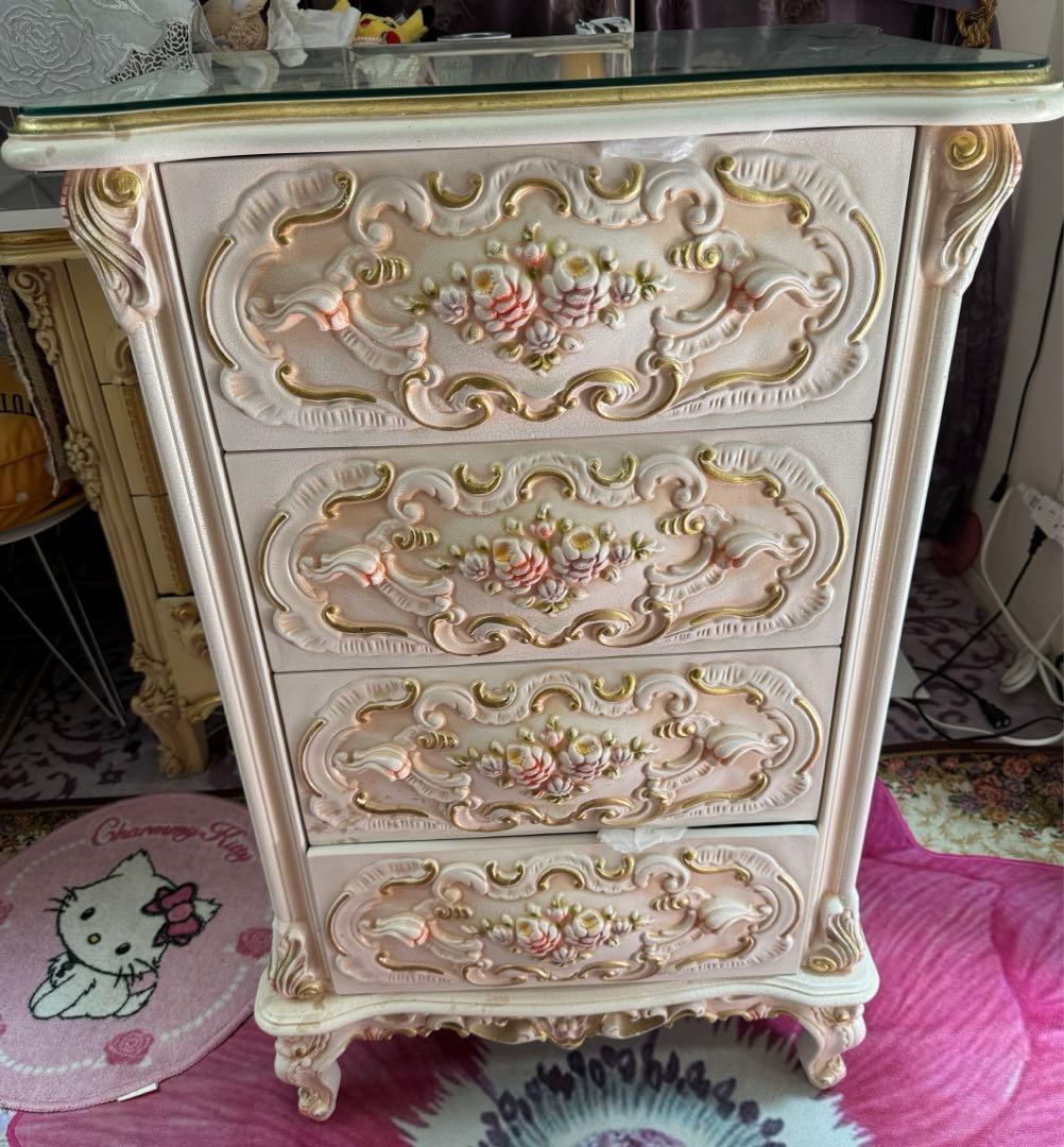 フレンチスタイル キャビネット 4段ロココ調