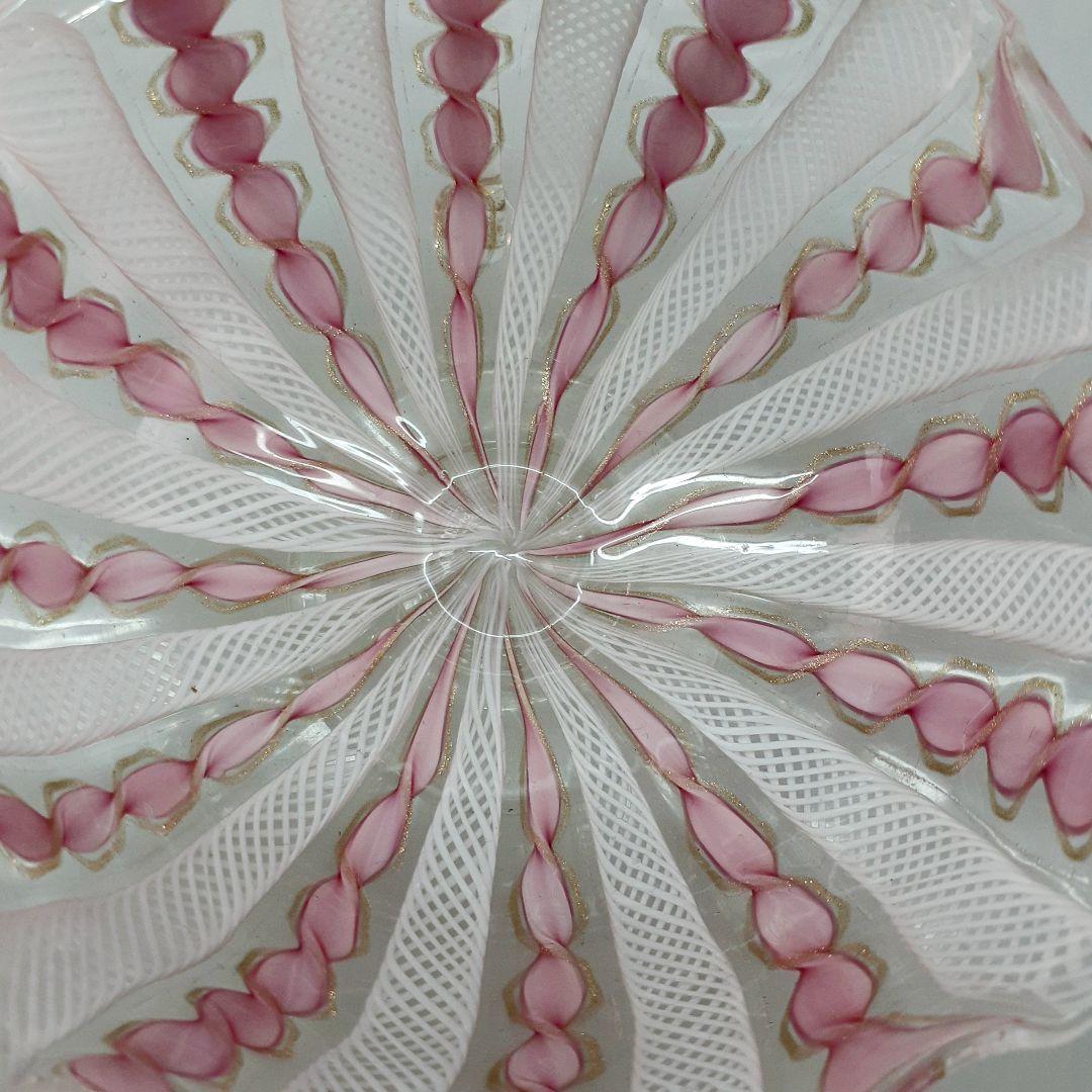 MURANO ムラノ 金彩 ピンク リボン レース デザート カップ