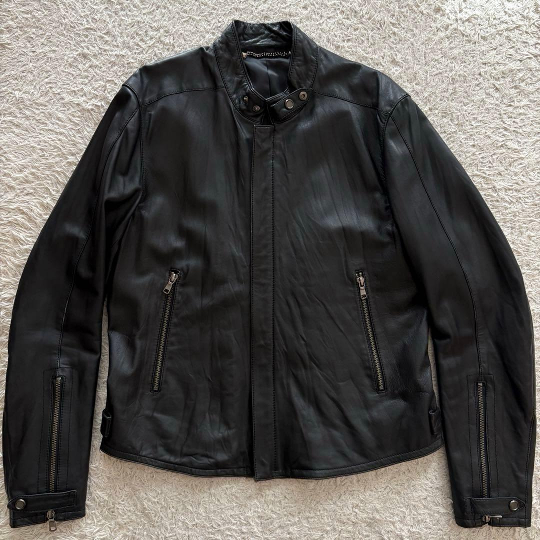 ★羊革 Lサイズ★ BEAMS × PER BACCO ライダース ダブルジップ