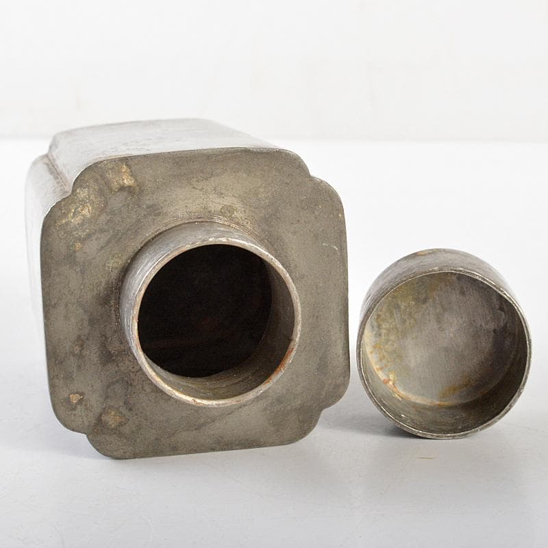 煎茶道具　古錫　四方茶壷　茶心壷　在銘　約212g　M　R5849