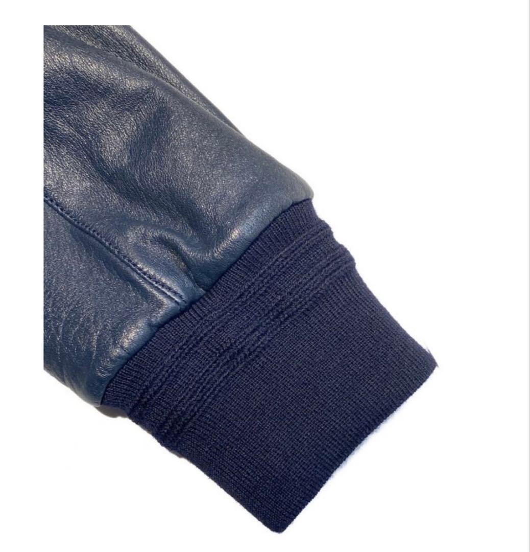 Saint Laurent ネイビー レザー ライダース　ジャケット44