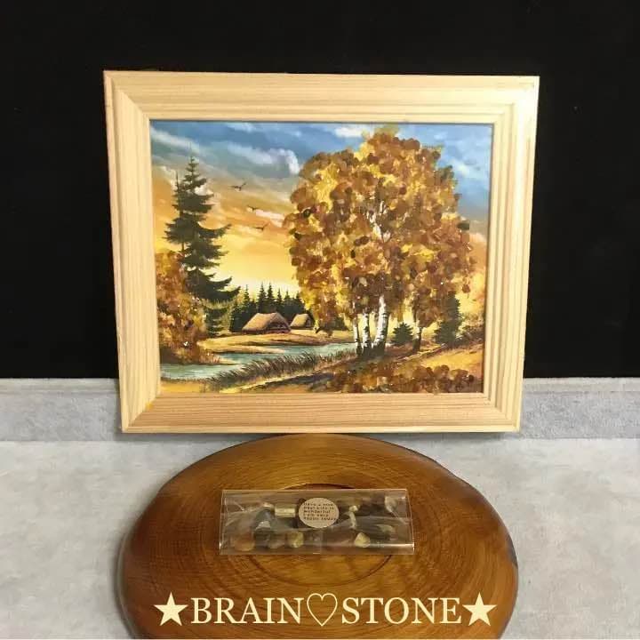 A2★特選一品★ 額縁付き絵画【バルト海産天然アンバー琥珀装飾使用】❤️