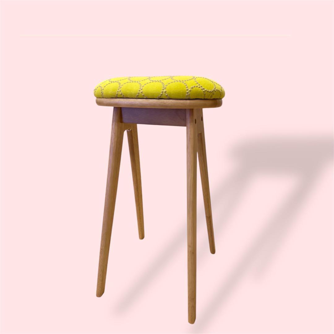 【北欧スタイル】ミナペルホネン生地使用スツール　イス　家具　ハイスツール