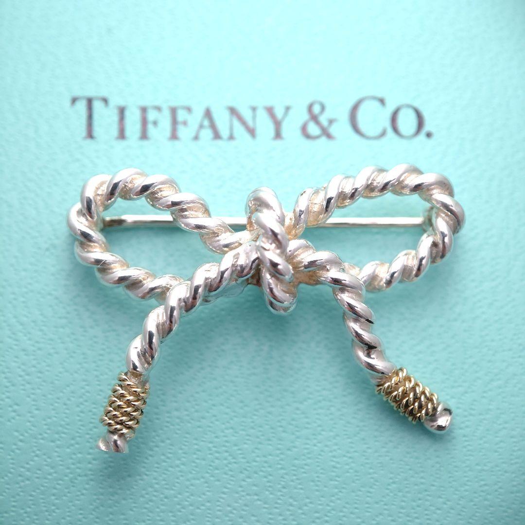 ＊ご成約済＊TIFFANY＆Co.　ツイストリボン　コンビブローチ925 750