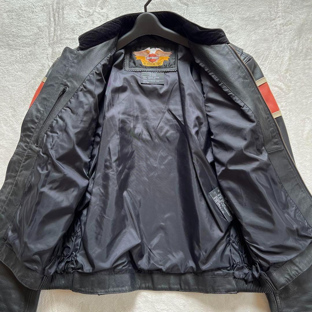 【美品 希少デザイン】ハーレーダビッドソン シングルライダース 本革 黒 L相当