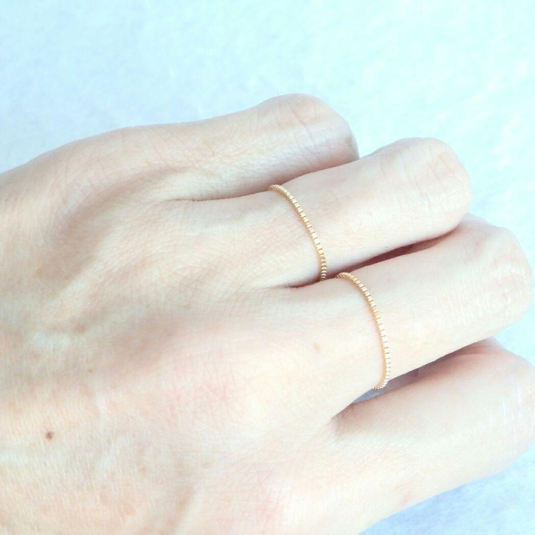 KaKo　k18リング　チェーンリング　ベネチアンチェーン　つけっぱなし