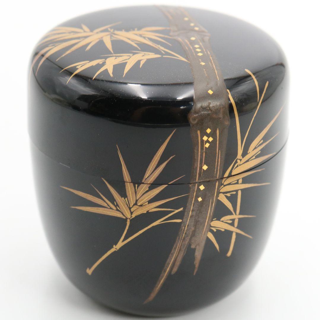 無銘 竹蒔絵 中棗 茶道具　AB814　N1