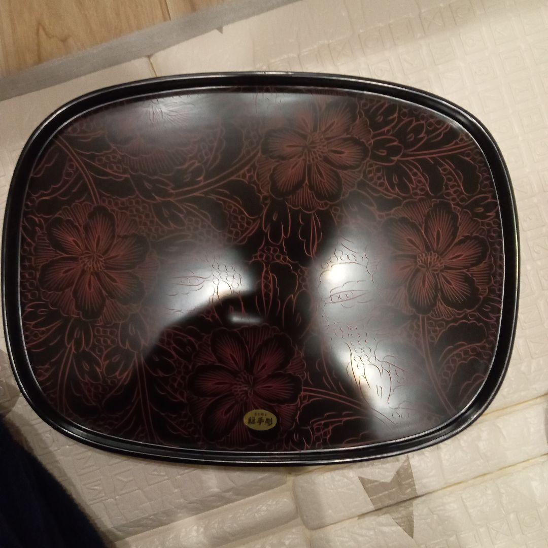 あいづぬり 漆器の長方形盆　茶托5枚セット