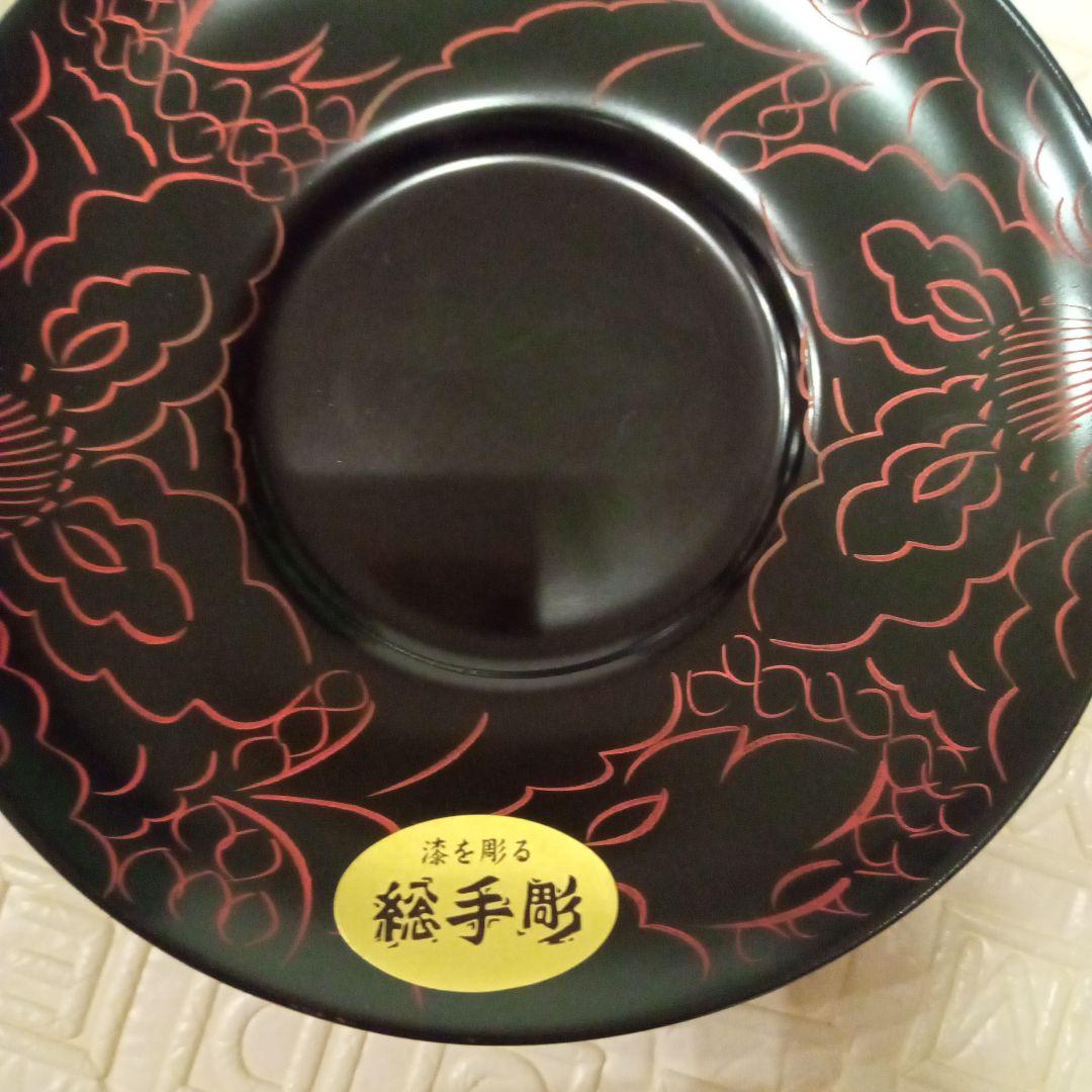 あいづぬり 漆器の長方形盆　茶托5枚セット