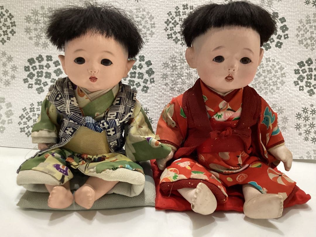 市松人形 赤ちゃん　ビスクドール　大正・昭和　アンティーク人形2体セット