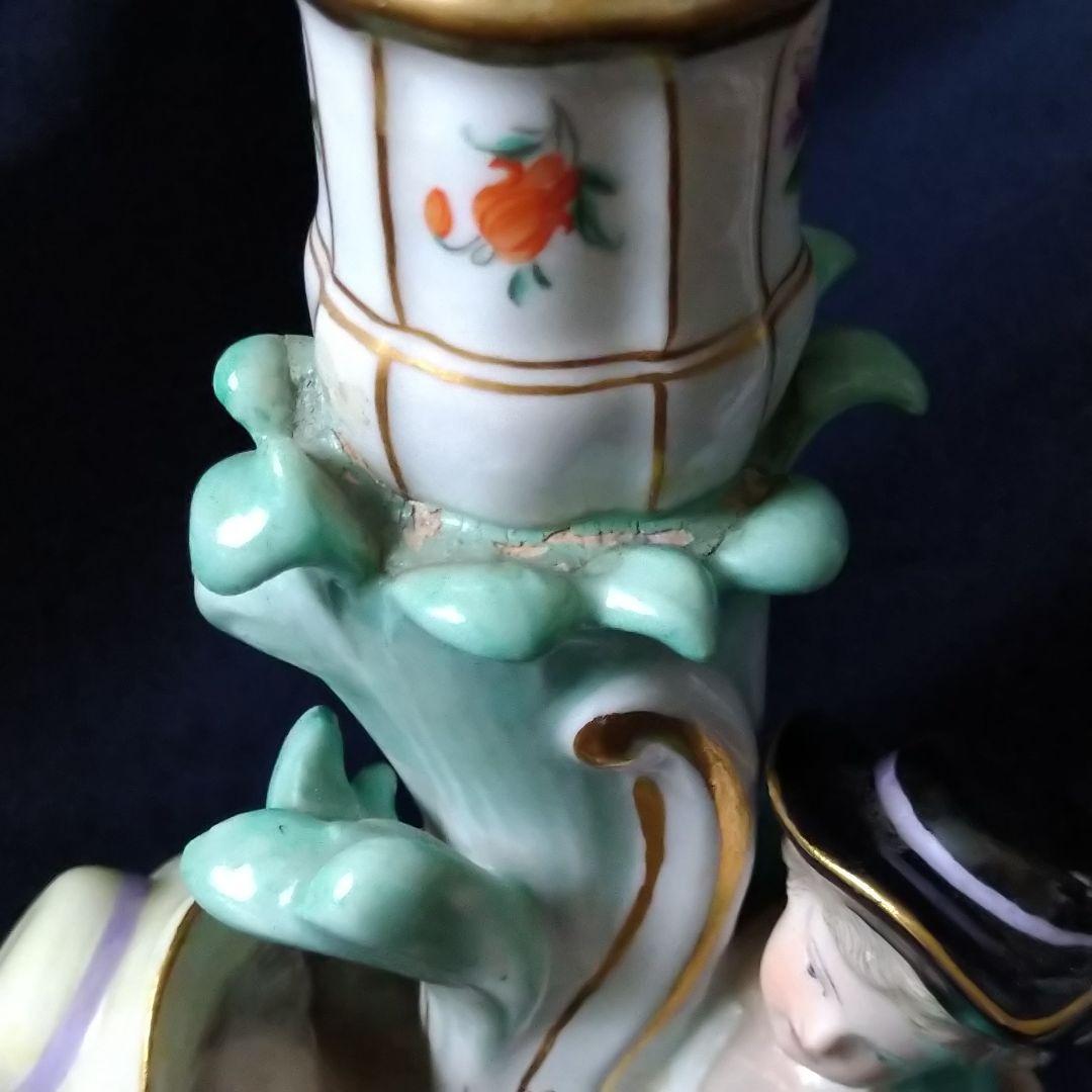 ✤1924年以前マイセンのキャンドルスタンド✤『恋人紋(1対)』