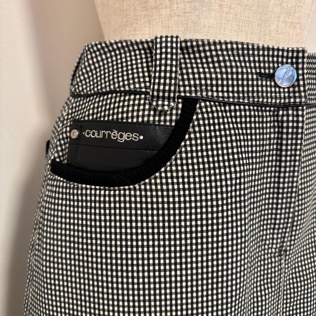 美品courreges クレージュ40 白黒チェック タイトスカート 膝丈y2k