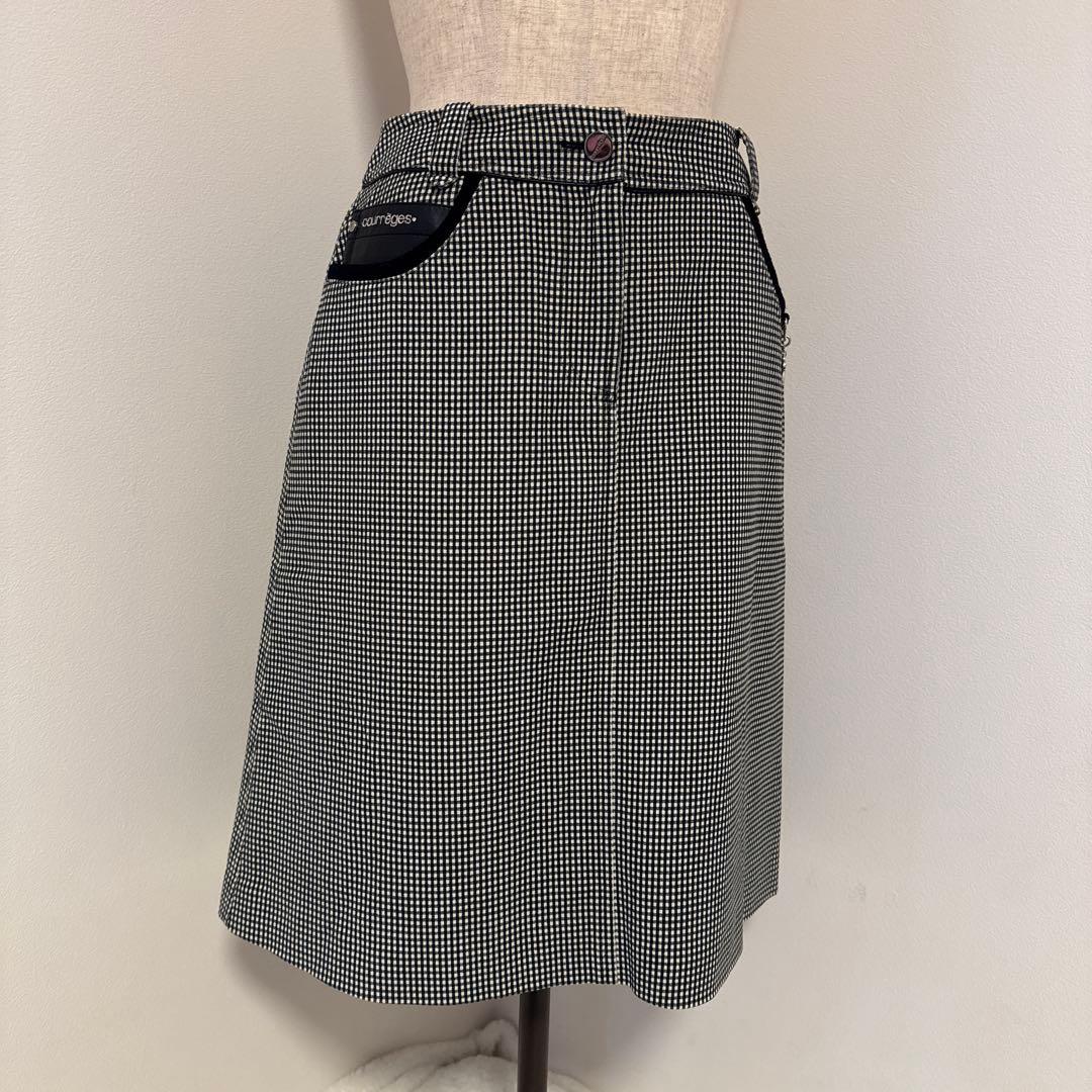 美品courreges クレージュ40 白黒チェック タイトスカート 膝丈y2k