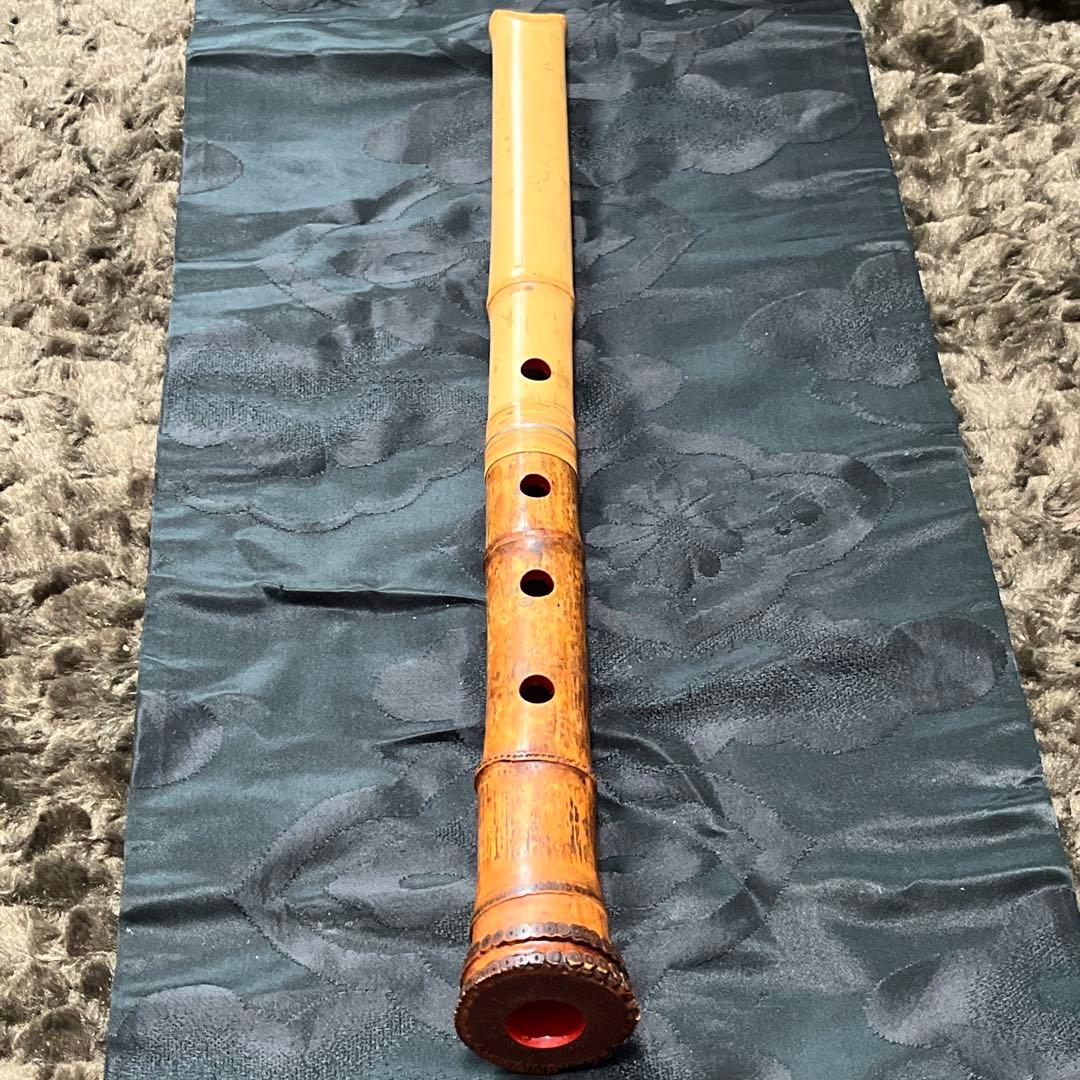 尺八 都山流 在銘 ２印 一尺五寸管 中継ぎ 籐巻き 銀一線 【音出し確認済み】