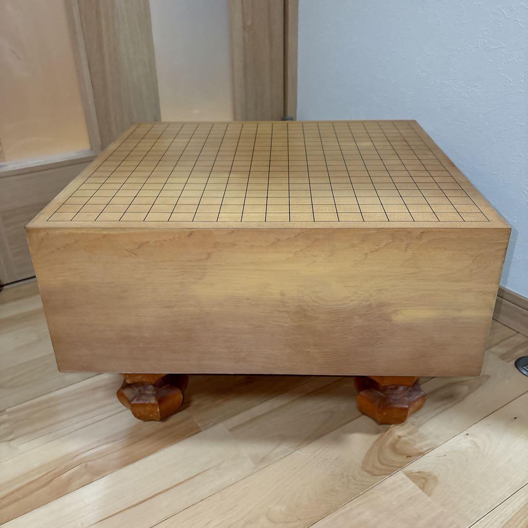 美品 碁盤 脚付き ヘソあり 天然木 厚さ17.3cm