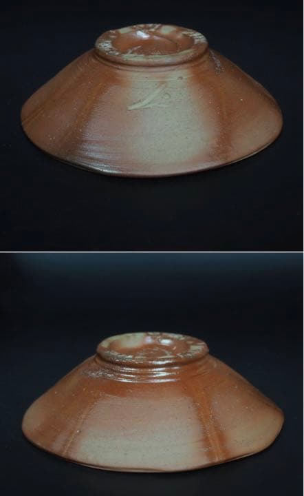 送料無料　備前焼 人間国宝 藤原 雄作　平茶碗　共箱・共布　真作保証