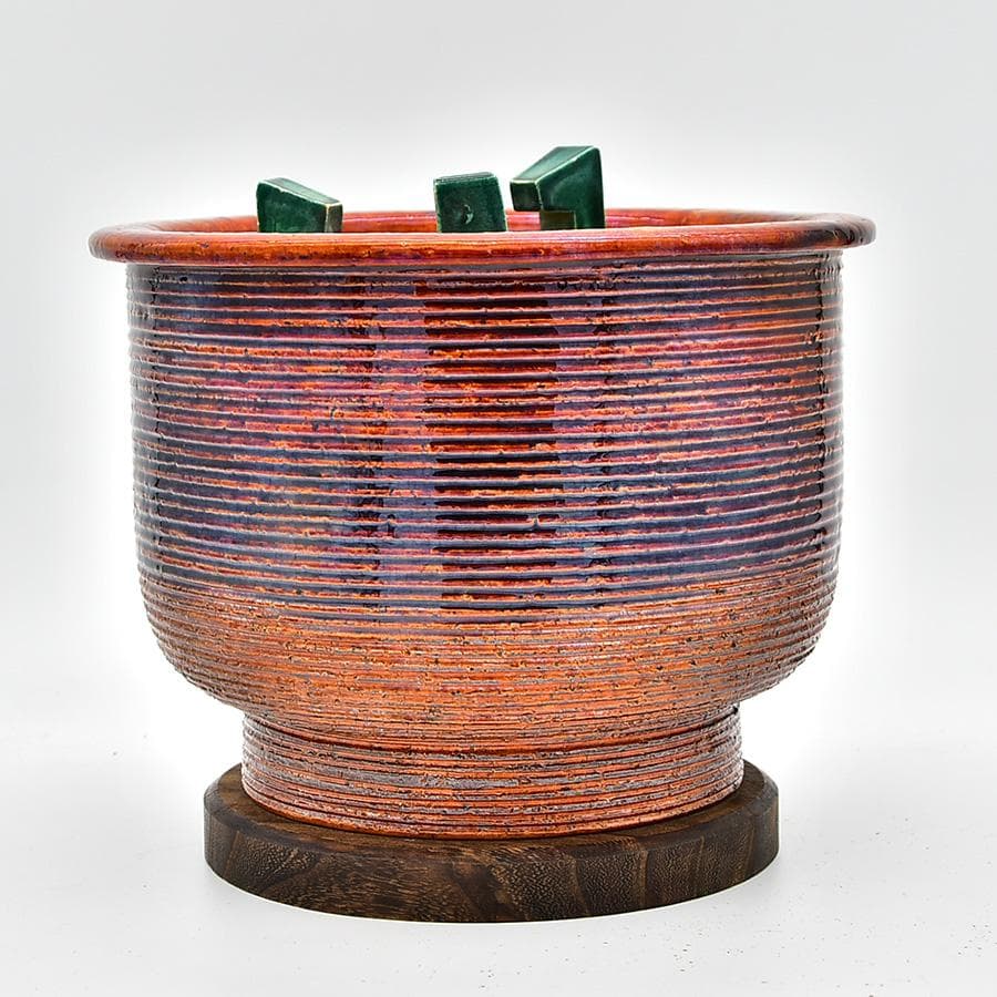 九代 大樋長左衛門 陶土斎 糸目火鉢 五徳 瓶掛け 茶道具 共箱