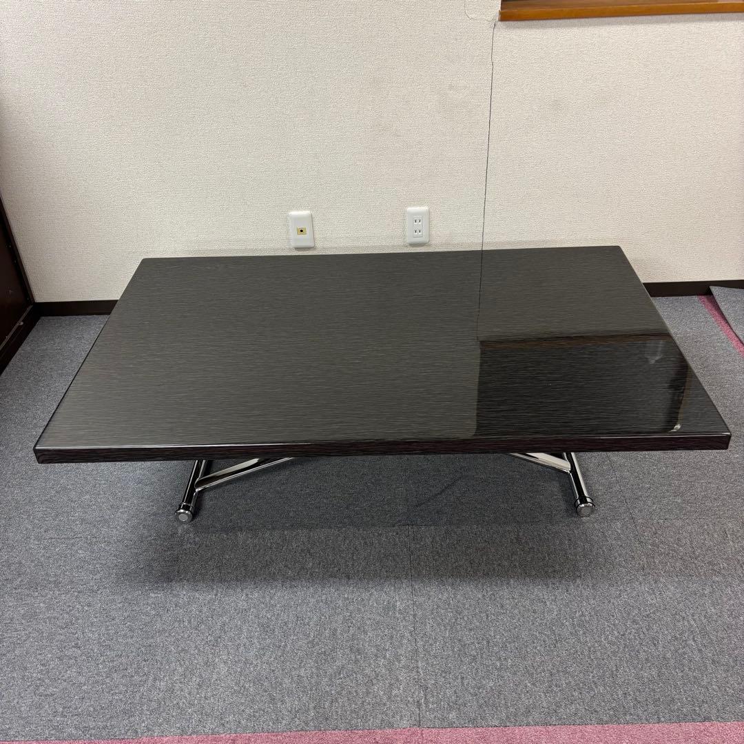 PLANTE プランテ 幅130cm 昇降テーブル 光沢 ブラック -179-