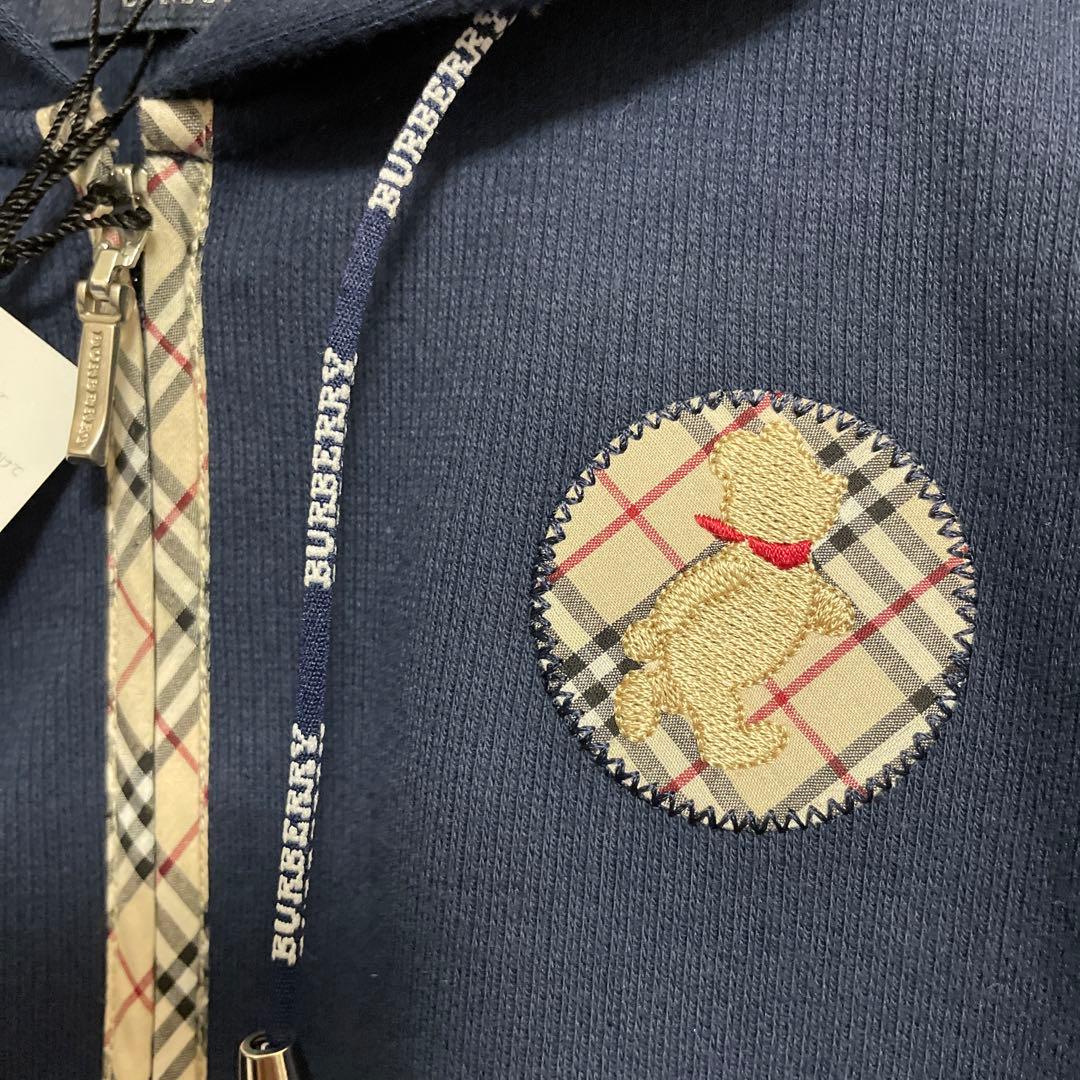 新品タグ付★Burberryバーバリー★ノバチェックパーカー★濃紺★80