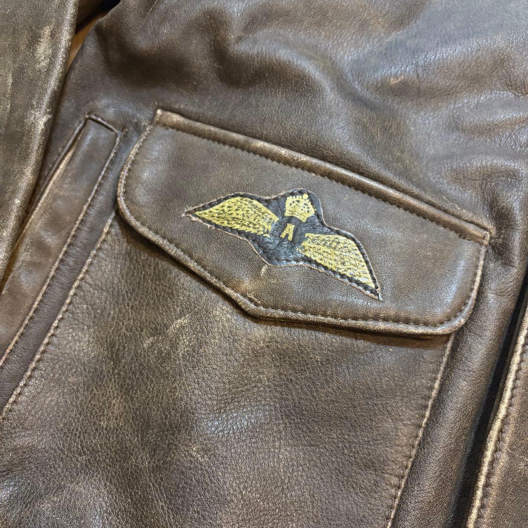 vintage a-2 レザー フライトジャケット バックプリント ミリタリー
