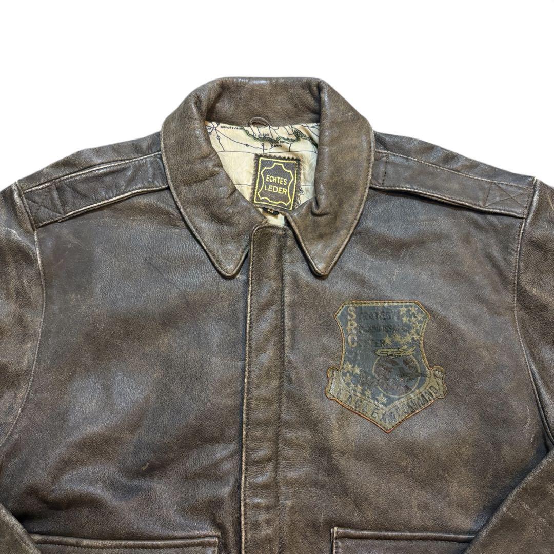 vintage a-2 レザー フライトジャケット バックプリント ミリタリー