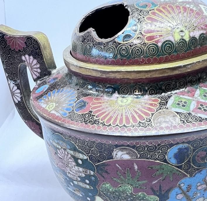 七宝香炉　蓋付き　明治期　合せ箱　花草紋　菊　梅 W12×D10×H9㎝