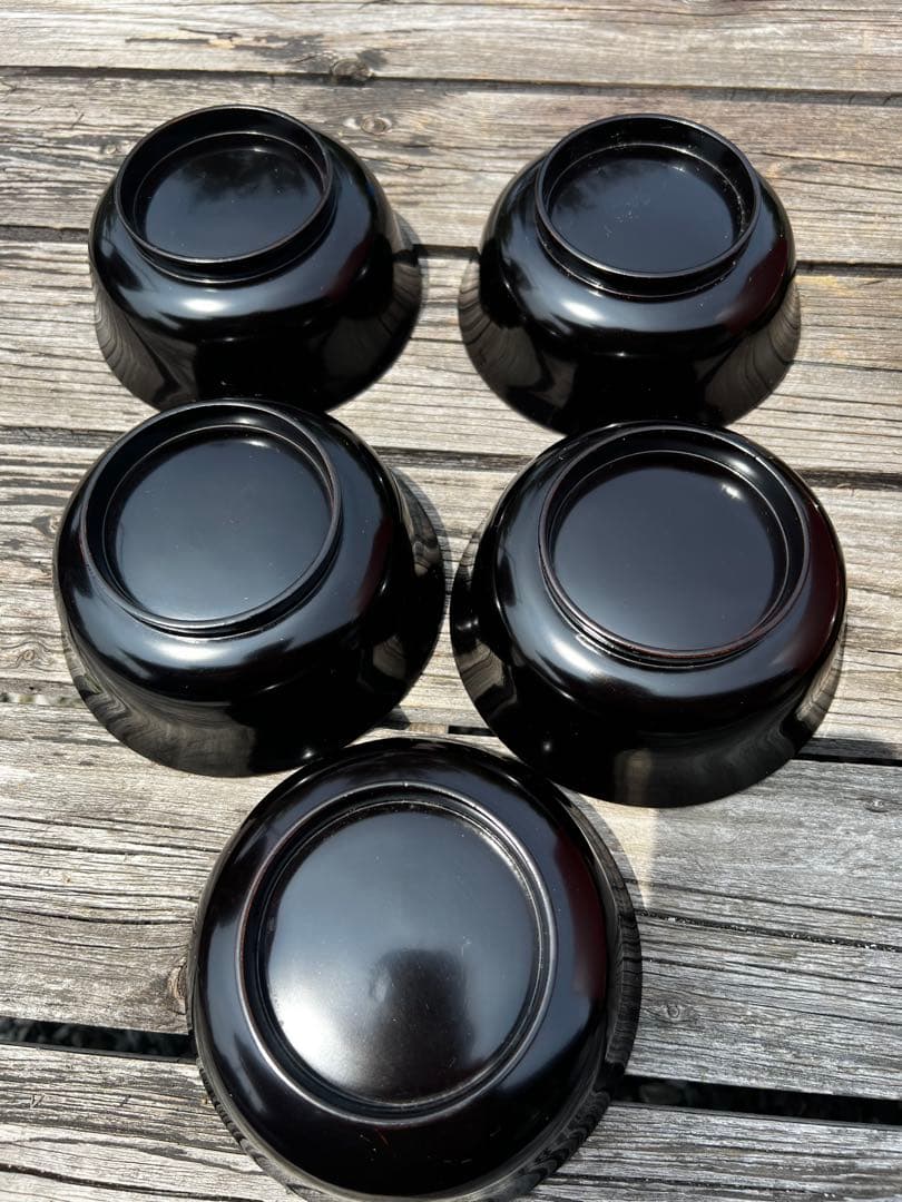 80 能登輪島塗 溜塗蒔絵椀 五三桐紋