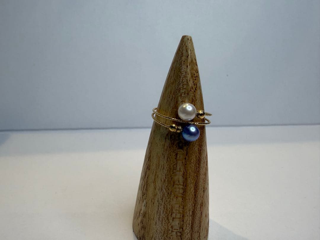 あこやパール　ラベンダーandホワイト　k18フリーリング