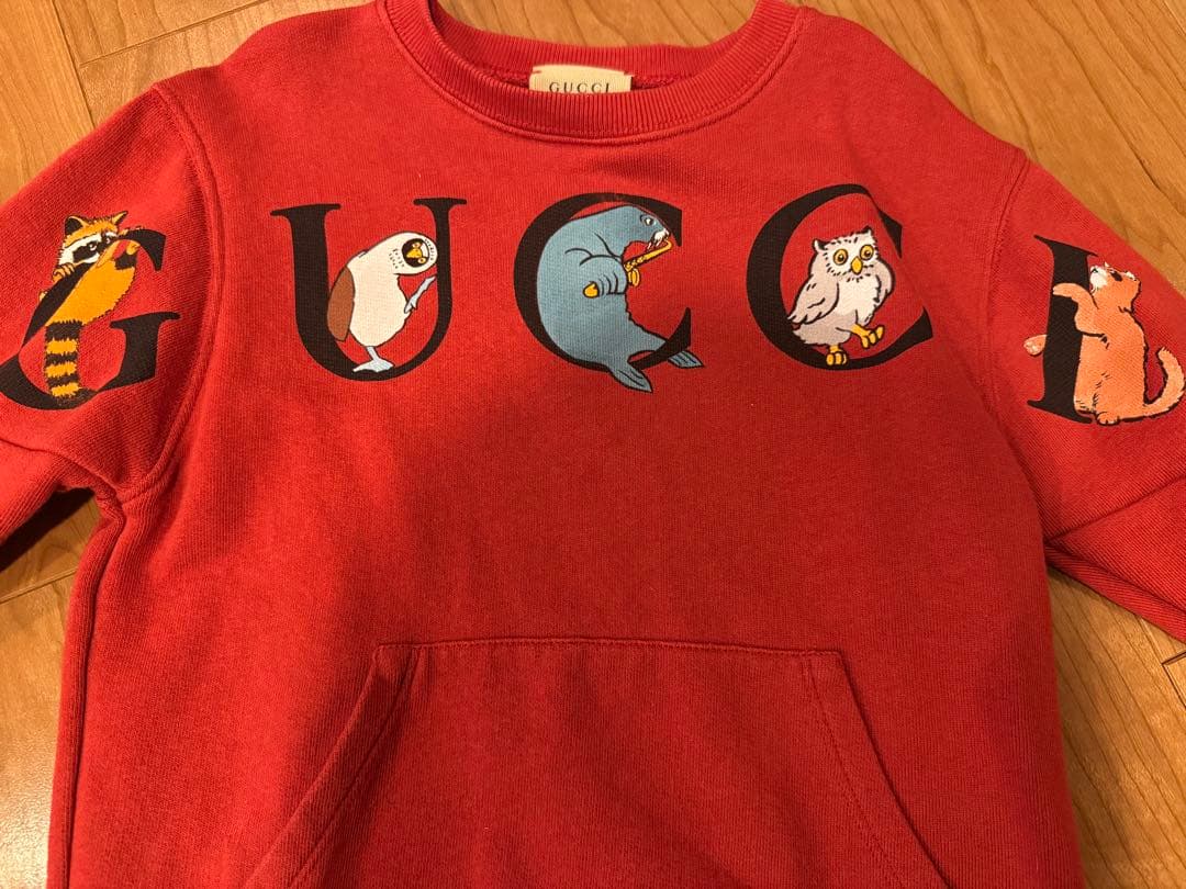 美品⭐︎GUCCI 赤 トレーナー 動物イラスト付き