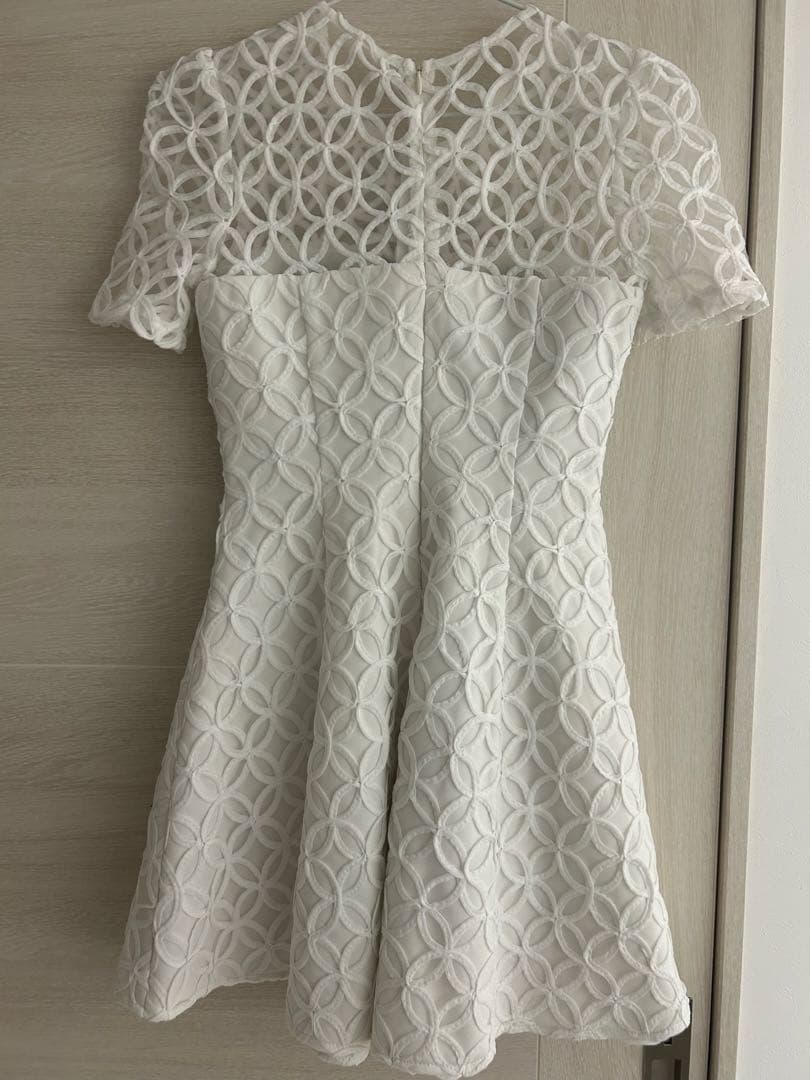 ローブドフルール ドレス キャバ ミニ レース ホワイト フレア レース