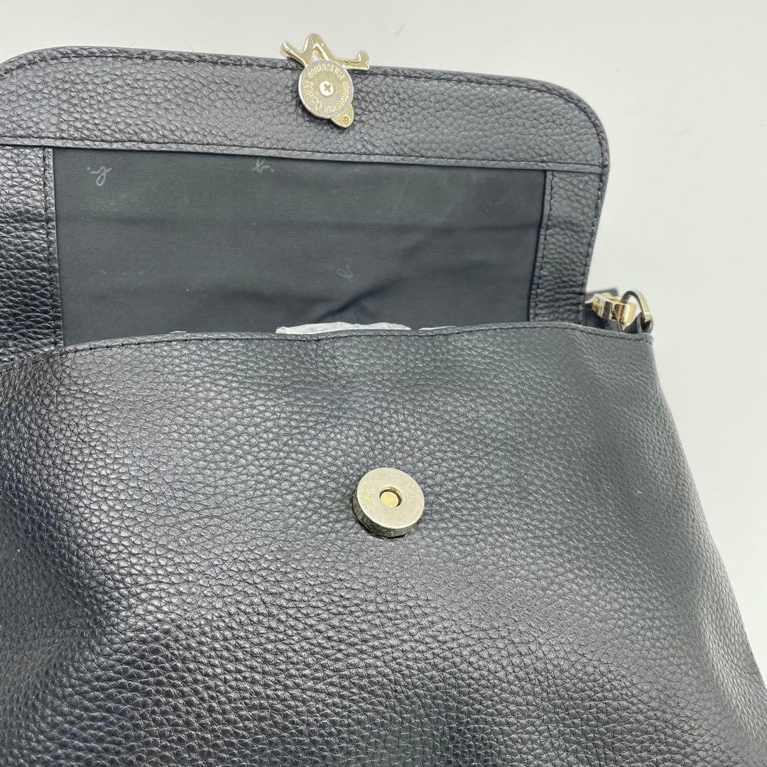 【極美品】アニエスベー　ショルダーバッグ　ゴールド金具　レザー　ブラック