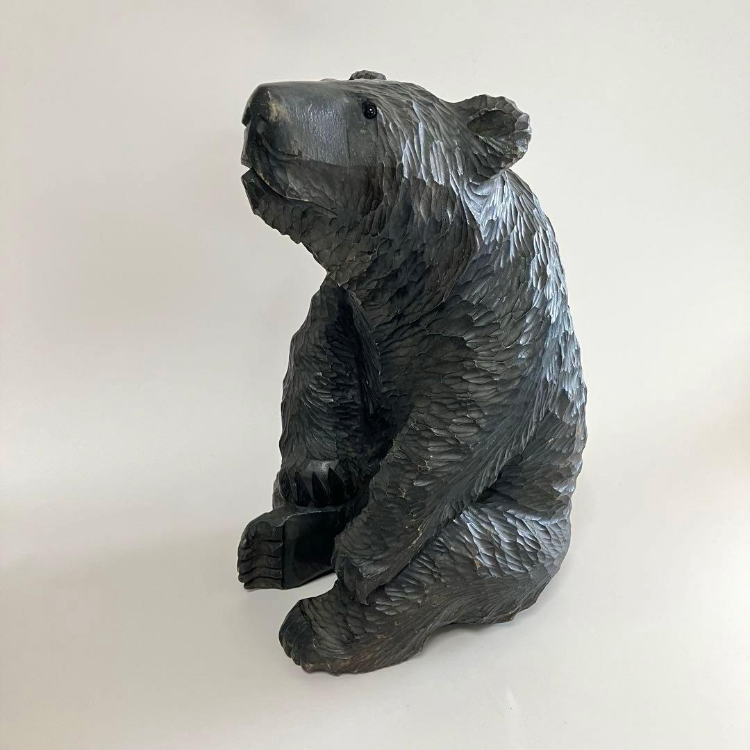 北海道　古作　木彫りの熊　お座り熊　おっちゃんこ熊　ガラス目　クマ　アイヌ　民芸